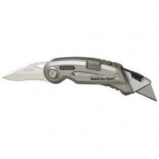 Ніж STANLEY "QUICKSLIDE SPORT UTILITY KNIFE", складаний з двома лезами, спортивне лезо з серрейтором L= 75 мм, висувне стандартне лезо для обробних робіт.