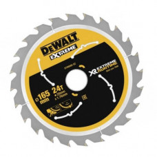 Диск пилковий DeWALT EXTREME RUNTIME, розмір 165 х 20 мм, кількість зубів 24, кут заточування 10 градусів, геометрія зуба ATB+R, 7000 об/хв