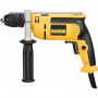 Дриль мережевий DeWALT, ударний, 701 Вт, 5.2 Нм, 0-2800 об/хв, 47600 уд/хв, патрон 13 мм швидкозатискний, кількість швидкостей - 1, вага 1.6 кг, багатопозиційна бічна рукоятка