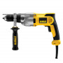 Дриль мережевий DeWALT, ударний, 1100 Вт, 40 Нм, 1250-3500 об/хв, 56000 уд/хв, патрон 13 мм швидкозатискний, кількість швидкостей - 2, вага 2.8 кг, багатопозиційна бічна рукоятка, валіза