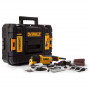 Багатофункціональний інструмент мережевий DeWALT, 300 Вт, 0-22000 кол/хв, вага 1.5 кг, насадки 8 од, шліфпапір 25 од, валіза
