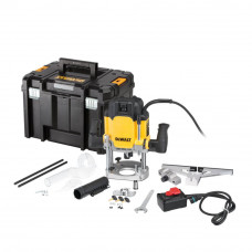 Фрезер мережевий DeWALT, 2300 Вт, 9000-22000 об/хв, цанговий патрон 12 мм, максимальний діаметр фрези 50 мм, хід каретки фрезера 80 мм, пульт дистанційного керування, вага 6.1 кг, валіза TSTAK