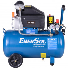 Компресор повітряний поршневий ENERSOL, продуктивність 200 л/хв, потужність 1.8 кВт, тиск 8 Бар, об'єм ресивера 50 л, вага 31 кг