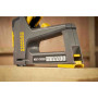 Степлер STANLEY "LIGHT DUTY/HEAVYDUTY/CABLE/BRADS TR75 FATMAX® 6 В 1" тип кріплення: скоби тип A, G, H: 6-14мм, скоба типу 7: 12-14 мм, цвяхи типу J: 15 мм, шпильки типу 9: 15 мм.