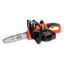 Пила ланцюгова акумуляторна BLACK+DECKER, 18 В, 2 А/год, шина 25 см, ланцюг 3/8 '', 1 акумулятор і зарядний пристрій, швидкість ланцюга 3.50 м/с, вага 3.1 кг, гальмо (0.15 сек)