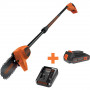 Висоторіз акумуляторний BLACK+DECKER з штангою, 18 В, 2 А/год, довжина шини 20 см, штанга довжиною від 150 до 244 см забезпечує досяжність гілок до 4,5 метрів, 1 акумулятор і зарядний пристрій, вага 4,85 кг