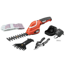 Кущоріз-ножиці акумуляторні (2 в 1) BLACK+DECKER, 7.2 В, 1.2 А/год, довжина ножа 15 см, діаметр гілок 8 мм, 1 акумулятор і зарядний пристрій, вага 0.65 кг
