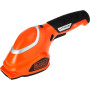Кущоріз-ножиці акумуляторні (2 в 1) BLACK+DECKER, 7.2 В, 1.2 А/год, довжина ножа 15 см, діаметр гілок 8 мм, 1 акумулятор і зарядний пристрій, вага 0.65 кг