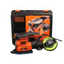 Шліфмашина ексцентрикова BLACK+DECKER, 220 Вт, 125 мм, 8500-13000 об/хв, амплітуда 2 мм, вага 1.9 кг