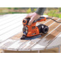 Шліфмашина ексцентрикова BLACK+DECKER, 220 Вт, 125 мм, 8500-13000 об/хв, амплітуда 2 мм, вага 1.9 кг