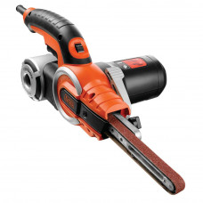 Напилок електричний BLACK+DECKER, потужність 400 Вт, розмір шліфувальної стрічки 451 х 13 мм, швидкість 900-1.600 м/хв (регулювання), комплект насадок, пилозбірник, 9 шліфувальних стрічок, дві насадки 13 мм: пряма й