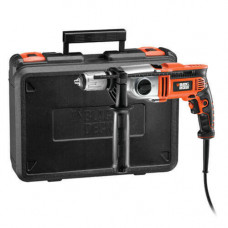 Дриль мережевий BLACK+DECKER, ударний, 750 Вт, 62 Нм, 1100-3100 об/хв, 52700 уд/хв, патрон 13 мм швидкозатискний, кількість швидкостей - 2, вага 4.05 кг, бічна рукоятка, валіза
