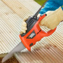 Пила шабельна мережева BLACK+DECKER, 400 Вт, 0-4500 ход/хв, величина ходу 10 мм, вага 1.9 кг