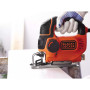 Пила лобзикова мережева BLACK+DECKER, 620 Вт, 0-3000 ход/хв, максимальна глибина пропилу (дерево) - 90 мм, вага 2.2 кг, валіза