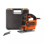 Пила лобзикова мережева BLACK+DECKER, 620 Вт, 0-3000 ход/хв, максимальна глибина пропилу (дерево) - 90 мм, вага 2.2 кг, валіза