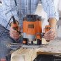 Фрезер мережевий BLACK+DECKER, 1200 Вт, 8000-28000 об/хв, цанга 6-8 мм, максимальний діаметр фрези - 30 мм, вага 3.37 кг, валіза
