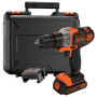 Акумуляторний багатофункціональний інструмент BLACK+DECKER, безударний, 18 В, 1.5 А/год, 20.9 Нм, 800 об/хв, патрон 10 мм швидкозатискний, кількість швидкостей - 1, вага 1.46 кг, акумулятор, валіза