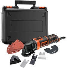 Багатофункціональний інструмент з осцилюючим механізмом BLACK+DECKER з затискною системою Superlok, потужність 280 Вт, регулювання швидкості, швидкість 10.000-22.000 ход/хв, кут коливання 2.8 °, прогумовані вставки,