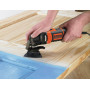 Багатофункціональний інструмент з осцилюючим механізмом BLACK+DECKER з затискною системою Superlok, потужність 280 Вт, регулювання швидкості, швидкість 10.000-22.000 ход/хв, кут коливання 2.8 °, прогумовані вставки,
