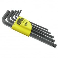 Набір ключів шестигранних STANLEY, 9 од. (1.5; 2; 2.5; 3; 4; 5; 6; 8; 10 мм), метричних, з кульковим закінченням.