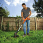 Тример акумуляторний BLACK+DECKER, 18 В, 2 А/год, жилка 1.6 мм, ширина косіння 25 см, 1 акумулятор і зарядний пристрій, обороти 9000 об/хв, вага 3.5 кг
