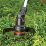Тример акумуляторний BLACK+DECKER, 18 В, 2 А/год, жилка 1.6 мм, ширина косіння 25 см, 1 акумулятор і зарядний пристрій, обороти 9000 об/хв, вага 3.5 кг