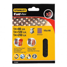 Сітка шліфовальна STANLEY 115 х 140 мм, 3 листа, переріз 80, 120, 240, кріплення QUICK-FIT (сітка) для KA400, KA450