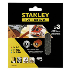 Сітка шліфовальна STANLEY для ексцентрика 125 мм, 3 листа, перетин 80, 120, 240, кріплення QUICK-FIT (сітка) для KA198, KA199, KA191
