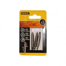 Набір біт STANLEY, двостороння, Philips, Pozidriv, Slotted, Ph1-SL5, Ph2-SL6, Pz1-Pz2, L = 48 мм, 3 од, блістер