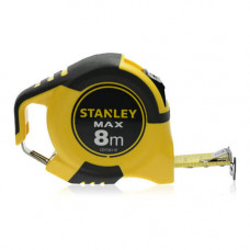 Рулетка вимірювальна STANLEY "MAX", 8 м х 25 мм, двостороння розмітка стрічки, в прогумованому корпусі, магнітна