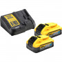 Набір з двох інструментів безщіткових DeWALT, 18 В XR Li-ion 5 А/год, вага 10 кг, 2 акумулятори PowerStack 5 А/год, зарядний пристрій, TSTAK
