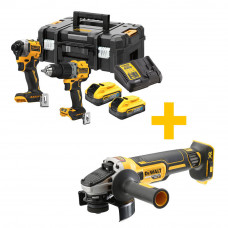 Набір з двох інструментів безщіткових DeWALT, 18 В XR Li-ion 5 А/год, вага 10 кг, 2 акумулятори PowerStack 5 А/год, зарядний пристрій, TSTAK + DCG405N
