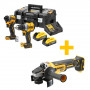 Набір з двох інструментів безщіткових DeWALT, 18 В XR Li-ion 5 А/год, вага 10 кг, 2 акумулятори PowerStack 5 А/год, зарядний пристрій, TSTAK+DCG405N