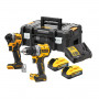 Набір з двох інструментів безщіткових DeWALT, 18 В XR Li-ion 5 А/год, вага 10 кг, 2 акумулятори PowerStack 5 А/год, зарядний пристрій, TSTAK+DCG405N