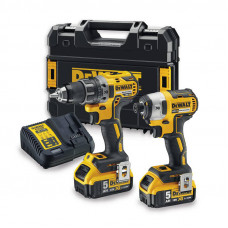 Набір з двох інструментів безщіткових DeWALT, 18 В XR Li-ion, 5 А/год, вага 6.61 кг, валіза, 2 акумулятори і зарядний пристрій
