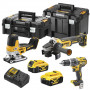 Набір з трьох інструментів безщіткових DeWALT, 18 В XR Li-ion, 5 А/год, вага 11.7 кг, 2 валізи TSTAK, 2 акумулятори і зарядний пристрій