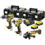 Набір з трьох інструментів безщіткових DeWALT, 18 В XR Li-ion, 5 А/год, вага 9.7 кг, валіза, 2 акумулятори і зарядний пристрій