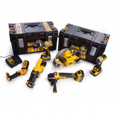 Набір з шести інструментів безщіткових DeWALT, 18 В XR Li-ion, 5 А/год, вага 23.82 кг, валіза, 3 акумулятори і зарядний пристрій
