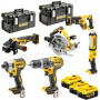 Набір з шести інструментів безщіткових DeWALT, 18 В XR Li-ion, 5 А/год, вага 23.82 кг, валіза, 3 акумулятори і зарядний пристрій