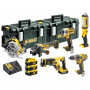 Набір з шести інструментів безщіткових DeWALT, 18 В XR Li-ion, 5 А/год, вага 23.82 кг, валіза, 3 акумулятори і зарядний пристрій