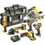 Набір з шести інструментів безщіткових DeWALT, 18 В XR Li-ion, 5 А/год, вага 23.82 кг, валіза, 3 акумулятори і зарядний пристрій