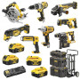 Набір з восьми інструментів DeWALT, 18 В XR Li-ion, 5 А/год, вага 43.5 кг, 3 валізи ToughSystem, 4 акумулятори і зарядний пристрій