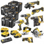 Набір з восьми інструментів DeWALT, 18 В XR Li-ion, 5 А/год, вага 30 кг, 4 валізи TSTAK, 4 акумулятори і зарядний пристрій