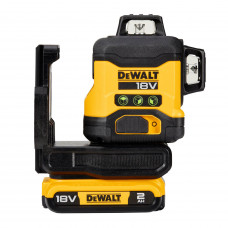 Рівень лазерний лінійний DeWALT, 18 В XR Li-ion, зелений промінь, промені 3 х 360°, вага комплекту 3.7 кг, 1 акумулятор 18 В XR Li-ion 2 А/год, ЗП, кронштейн для настінного монтажу, кейс