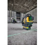 Рівень лазерний лінійний DeWALT, 18 В XR Li-ion, зелений промінь, промені 3 х 360°, вага комплекту 3.7 кг, 1 акумулятор 18 В XR Li-ion 2 А/год, ЗП, кронштейн для настінного монтажу, кейс