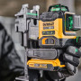 Рівень лазерний лінійний DeWALT, 18 В XR Li-ion, зелений промінь, промені 3 х 360°, вага комплекту 2.9 кг, без акумулятора і зарядного пристрою, кронштейн для настінного монтажу, кейс