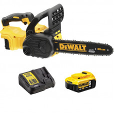 Пила ланцюгова акумуляторна безщіткова DeWALT, 18 В, 5 А/год, шина 30 см, ланцюг OREGON 3/8, 1 акумулятор і зарядний пристрій, автоматична подача мастила
