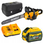 Пилка ланцюгова акумуляторна безщіткова DeWALT, 54 В XR FLEXVOLT, шина 50 см, ланцюг OREGON 3/8, 1.3 мм, автоматична подача масла, один акумулятор DCB547, зарядний пристрій DCB118, пластиковий кейс, 5.7 кг
