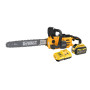 Пилка ланцюгова акумуляторна безщіткова DeWALT, 54 В XR FLEXVOLT, шина 50 см, ланцюг OREGON 3/8, 1.3 мм, автоматична подача масла, один акумулятор DCB547, зарядний пристрій DCB118, пластиковий кейс, 5.7 кг