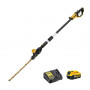 Кущоріз акумуляторний безщітковий з розбірною штангою DeWALT, 18 В, 5 А/год, довжина ножа 55 см, діаметр гілок 25 мм, 1 акумулятор і зарядний пристрій, вага 4 кг